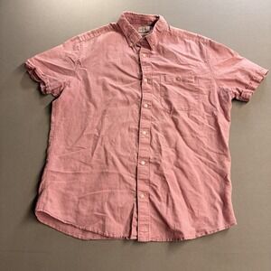 Next Men's Medium Pink Linen Blend Short Sleeve Button Down Coastal Shirt